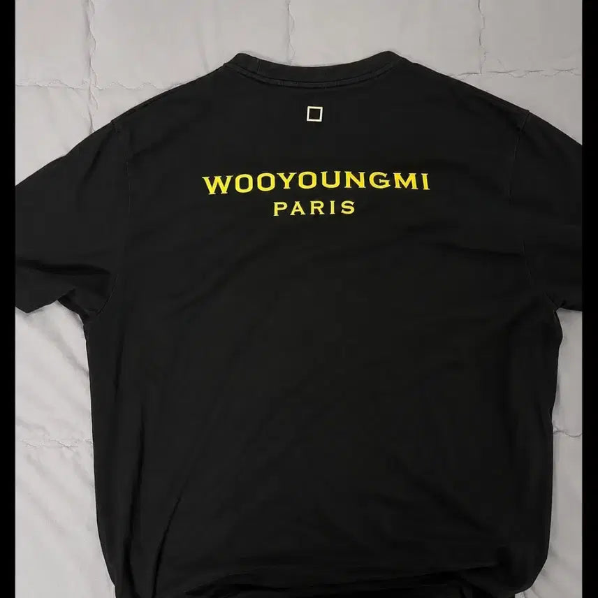 [BUNJANG] Wooyoungmi Paris Back Logo Embroidered Short Sleeve T-Shirt Black / 우영미 파리 백로고 자수 반팔 티셔츠 50