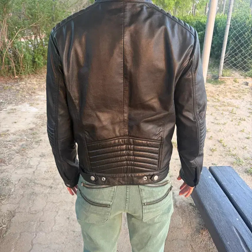 [BUNJANG] Calvin Klein Biker Leather Jacket / 캘빈클라인 바이커 가죽 자켓