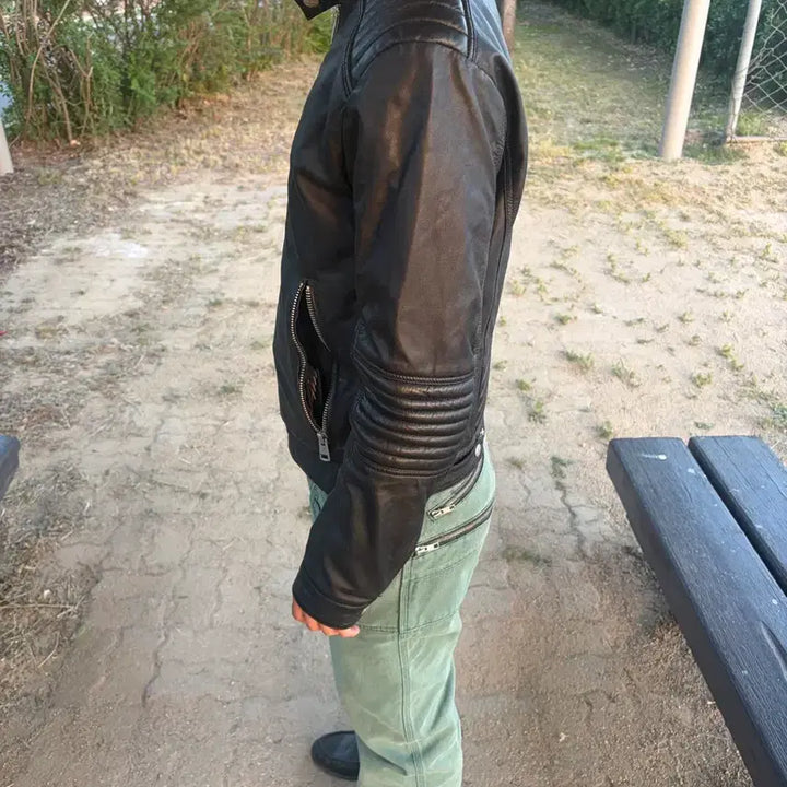 [BUNJANG] Calvin Klein Biker Leather Jacket / 캘빈클라인 바이커 가죽 자켓
