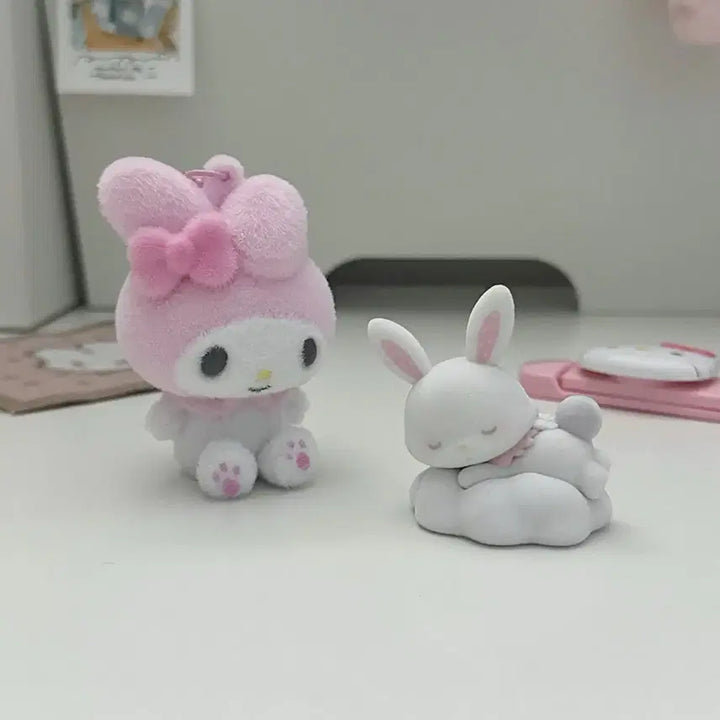 [BUNJANG] Sanrio Marumle Wish me Mell Fluffy Keyring Figure / 산리오 마멜 위시미멜 플로키 키링 피규어