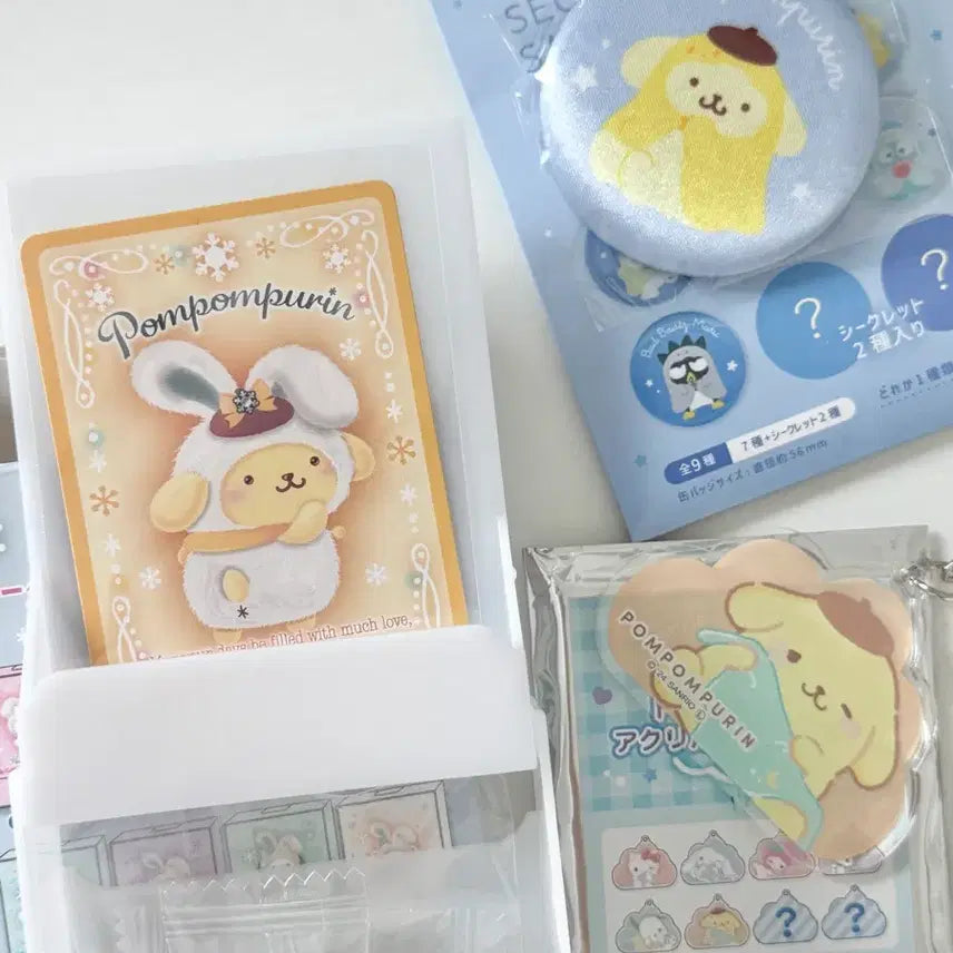 [BUNJANG] Sanrio Pompompurin Card Case / Keyring / Badge Bundle Set / 산리오 폼폼푸린 카드케이스/키링/뱃지 일괄