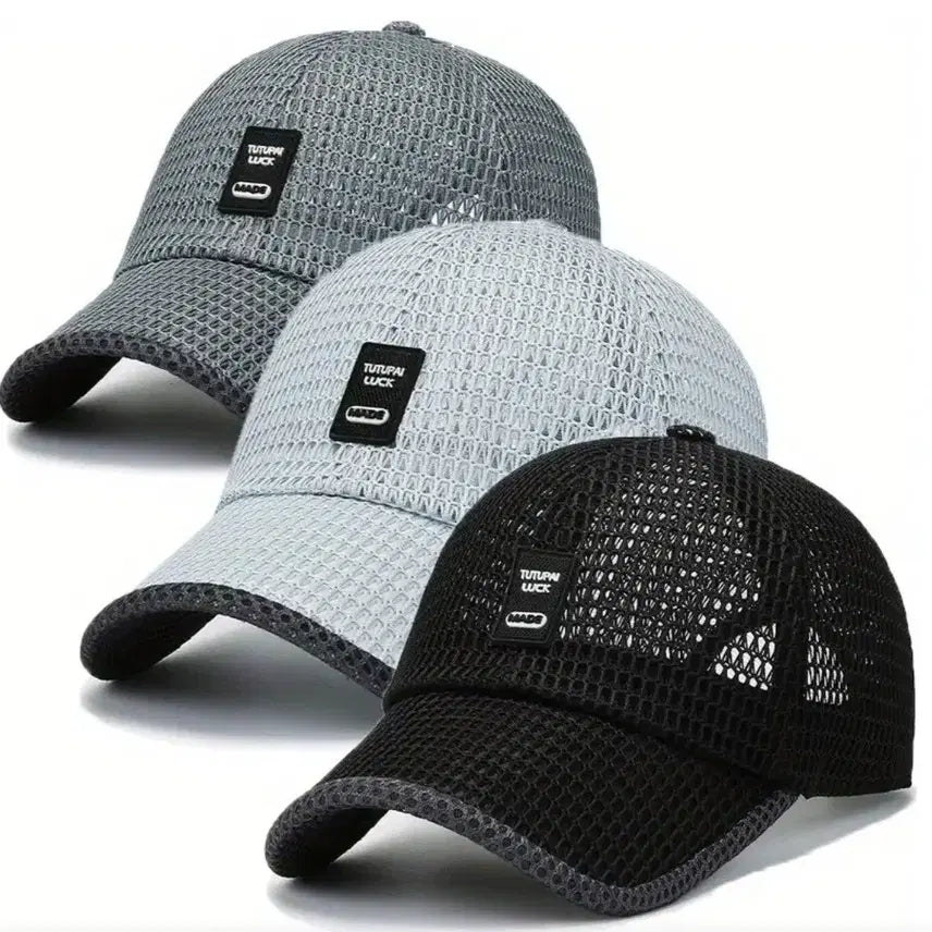 [BUNJANG] Mesh Cap Hat (Black, Gray, White) - 3 Color Set / 메쉬캡 모자 블랙/회색/흰색 3종