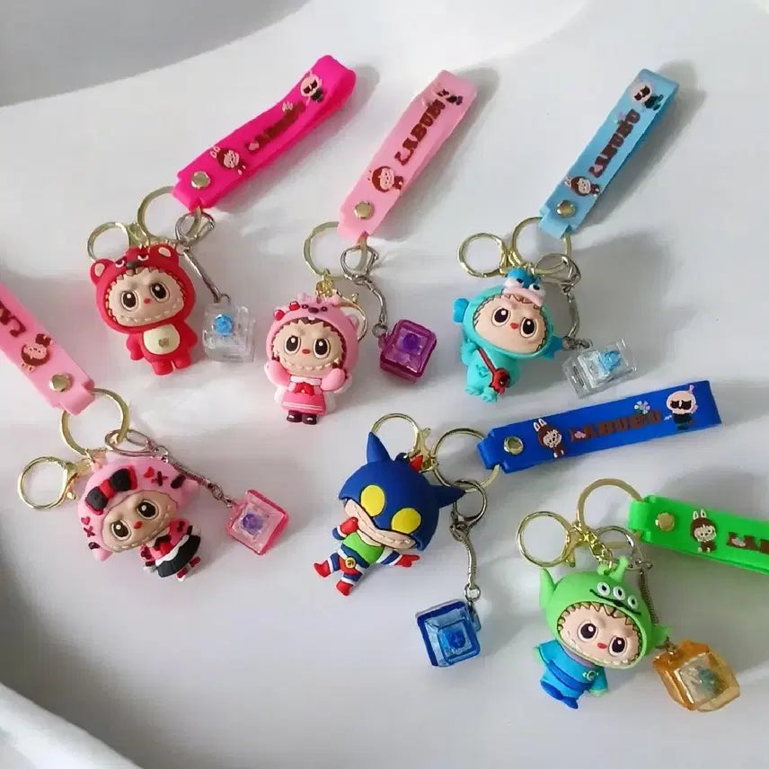 [BUNJANG] Labubu Keyring and LED Blue Switch 1-Keycap Keyring / 라부부키링과LED1구키캡키링