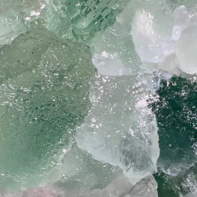 [BUNJANG] Natural Green Fluorite and Quartz Mineral Specimen / 계단형 그린 형석 공생 석영