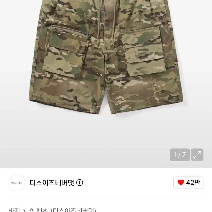 [BUNJANG] Thisisneverthat Cargo Camo Pattern Shorts Size L / 디스이즈네버댓 반바지 L사이즈