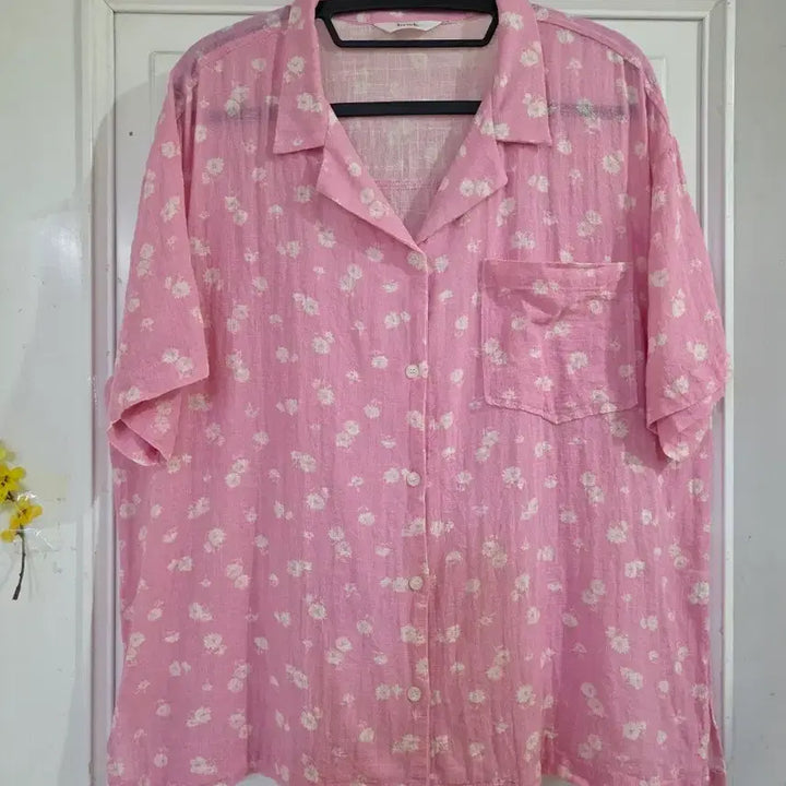 [BUNJANG] Linen Blend Floral Blouse / 여름 고급스러운 디자인이쁜 마. 면. 블라우스. 깨끗해요 가슴단면