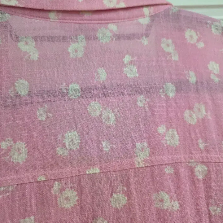 [BUNJANG] Linen Blend Floral Blouse / 여름 고급스러운 디자인이쁜 마. 면. 블라우스. 깨끗해요 가슴단면