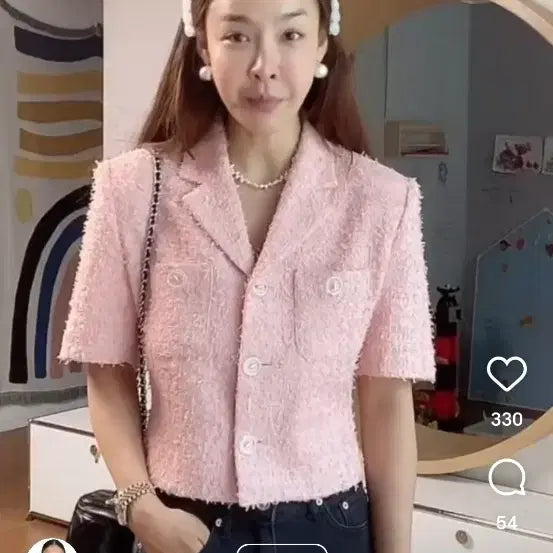 [BUNJANG] Yooboomi Short Sleeve Tweed Jacket / 유아부미 고급스런 반팔 트위드자켓