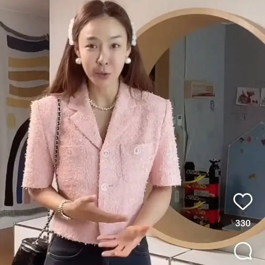 [BUNJANG] Yooboomi Short Sleeve Tweed Jacket / 유아부미 고급스런 반팔 트위드자켓