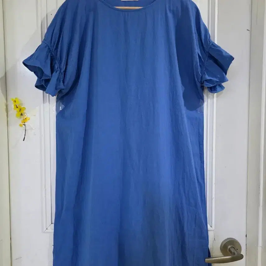 [BUNJANG] Summer Cotton Linen Blend Long Dress - Blue / 여름 색상이쁜. 고급스러운 . 마. 면 롱원피스. 깨끗해요. 가슴단면59