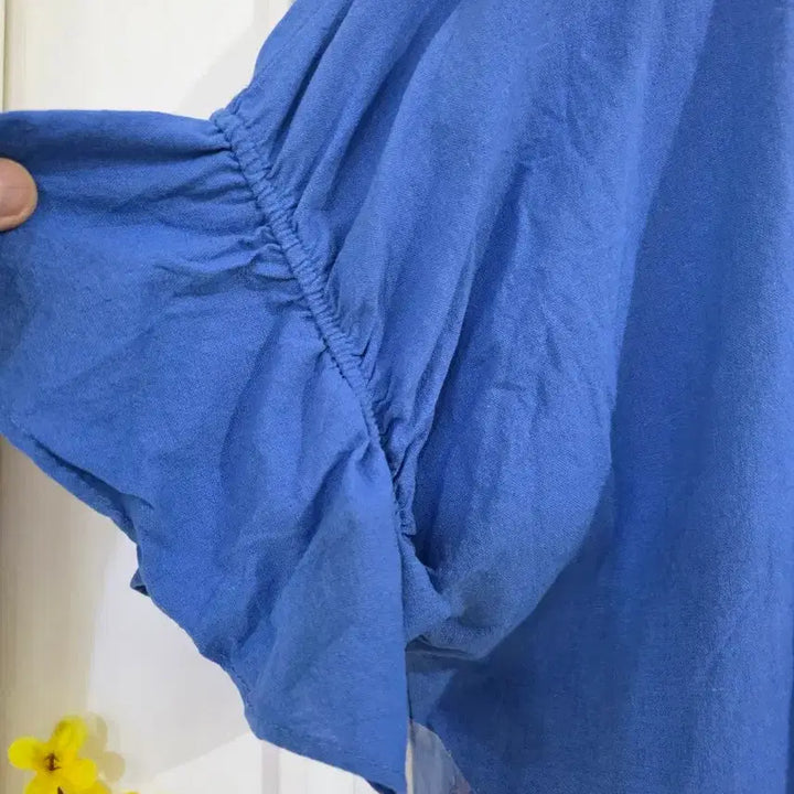 [BUNJANG] Summer Cotton Linen Blend Long Dress - Blue / 여름 색상이쁜. 고급스러운 . 마. 면 롱원피스. 깨끗해요. 가슴단면59