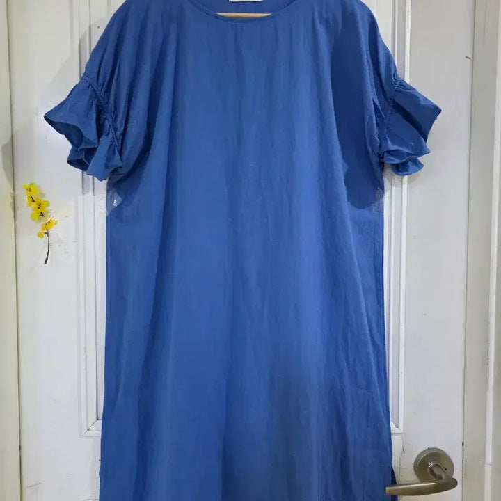 [BUNJANG] Summer Cotton Linen Blend Long Dress - Blue / 여름 색상이쁜. 고급스러운 . 마. 면 롱원피스. 깨끗해요. 가슴단면59