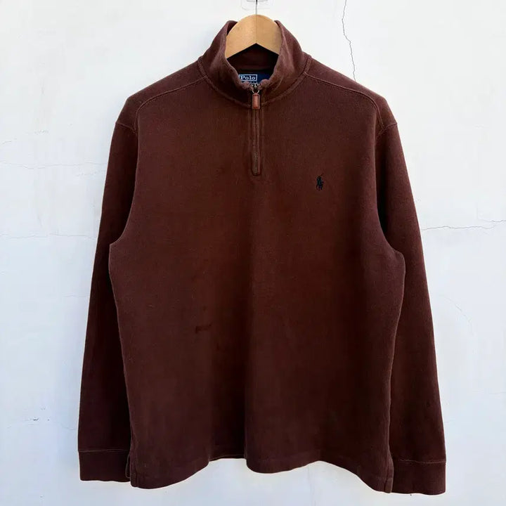 [BUNJANG] Polo Ralph Lauren Half-Zip Cotton Knit Sweatshirt - L, Choco Brown / L)폴로 랄프로렌 초코브라운 하프집업 코튼 니트 맨투맨