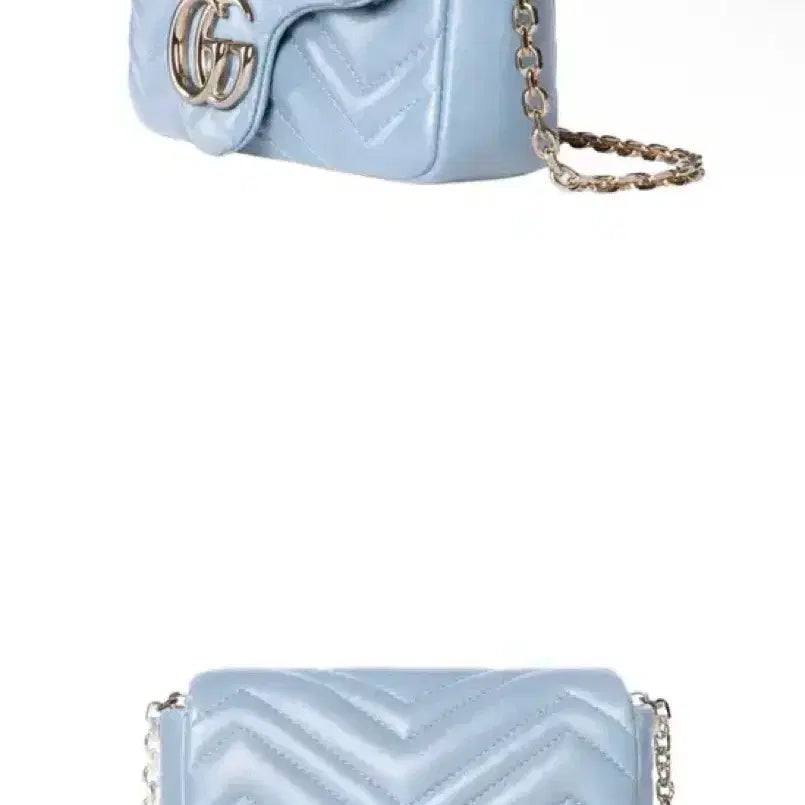 [BUNJANG] Gucci GG Marmont Supermini Crossbody Bag Light Blue / 구찌 GG 마몽 슈퍼미니 크로스백 라이트블루