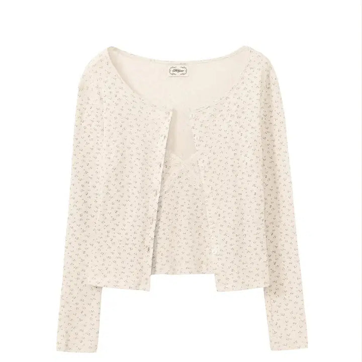 [BUNJANG] Seer Flower Pattern Cardigan and Camisole Set / 씨어 seer  플라워 패턴 가디건 나시 세트