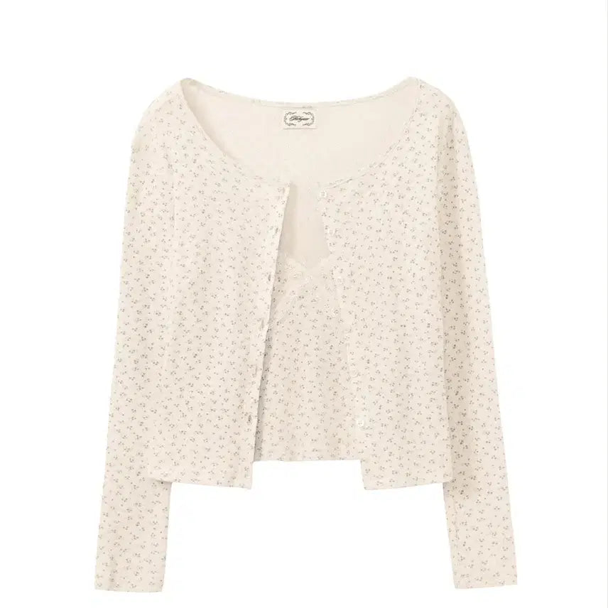 [BUNJANG] Seer Flower Pattern Cardigan and Camisole Set / 씨어 seer  플라워 패턴 가디건 나시 세트