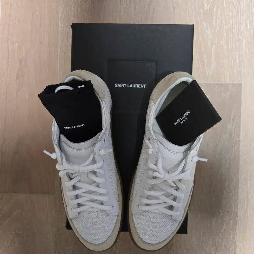 [BUNJANG] Saint Laurent White Leather Sneakers / 생로랑 화이트 레더 스니커즈 새상품
