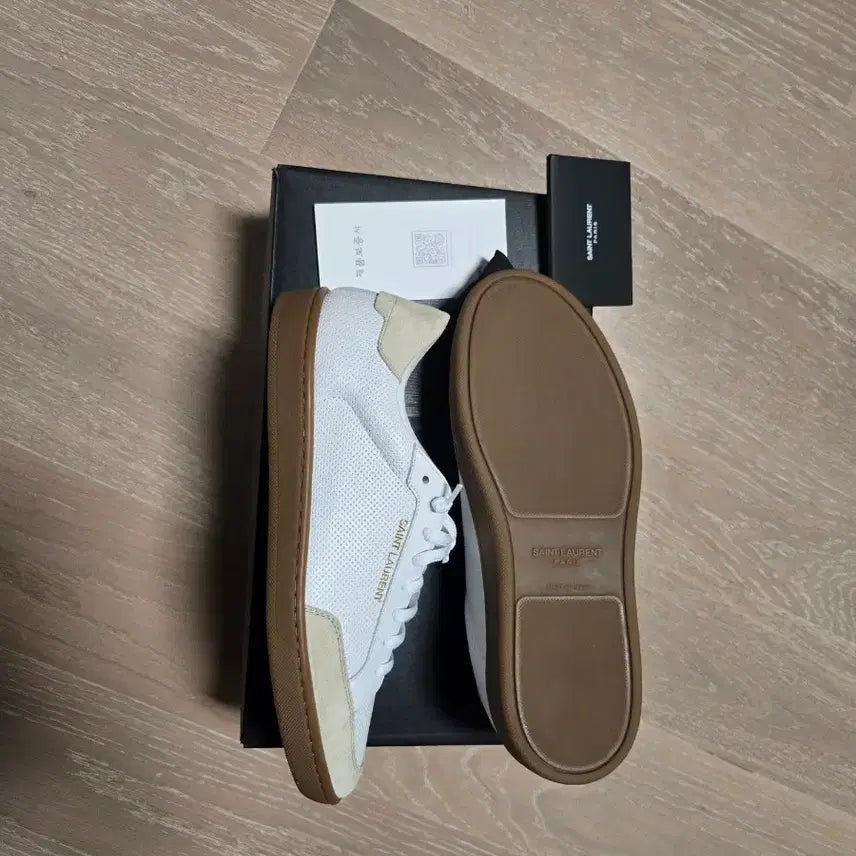 [BUNJANG] Saint Laurent White Leather Sneakers / 생로랑 화이트 레더 스니커즈 새상품