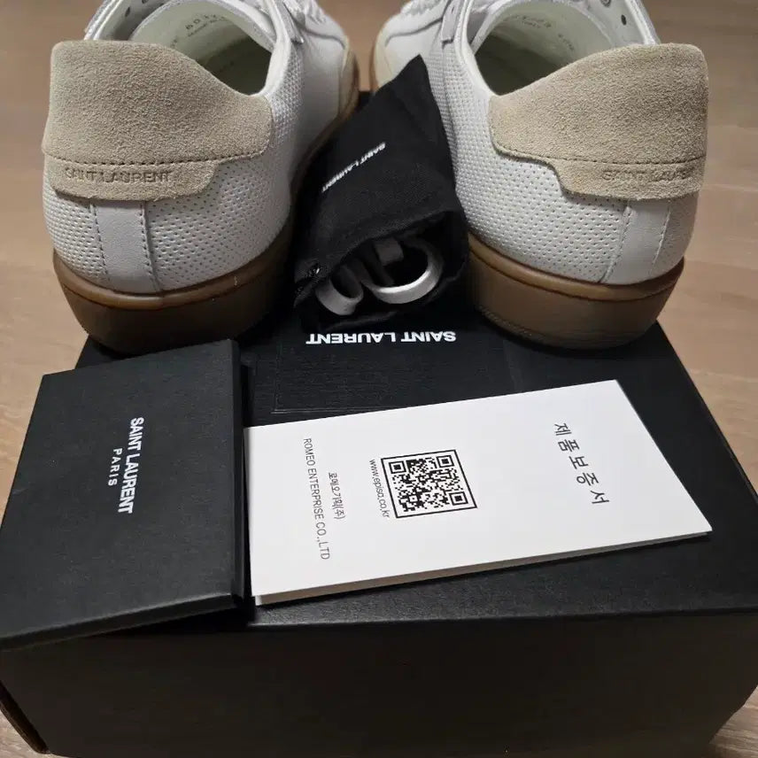 [BUNJANG] Saint Laurent White Leather Sneakers / 생로랑 화이트 레더 스니커즈 새상품