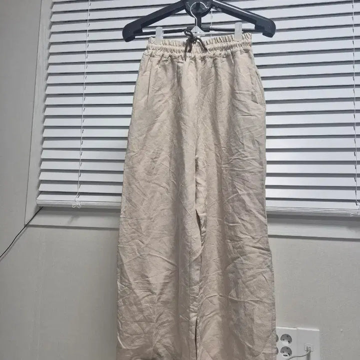 [BUNJANG] Beige Linen Wide Pants / 베이지색 린넨 와이드 팬츠