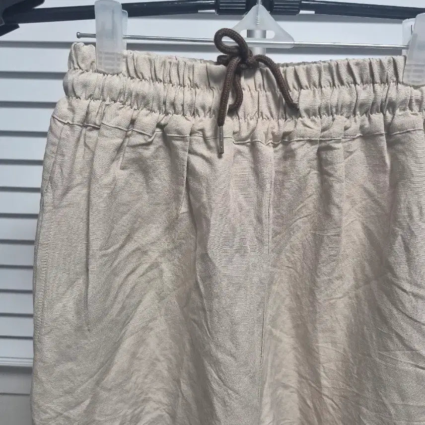 [BUNJANG] Beige Linen Wide Pants / 베이지색 린넨 와이드 팬츠