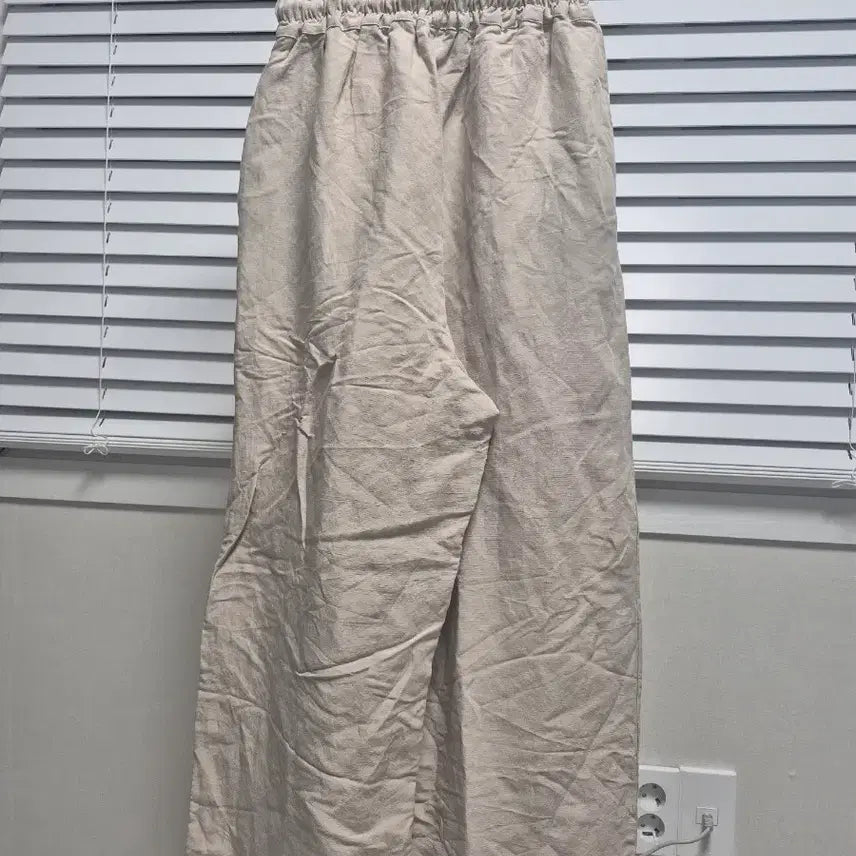 [BUNJANG] Beige Linen Wide Pants / 베이지색 린넨 와이드 팬츠