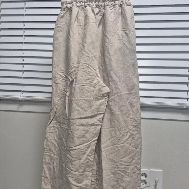 [BUNJANG] Beige Linen Wide Pants / 베이지색 린넨 와이드 팬츠