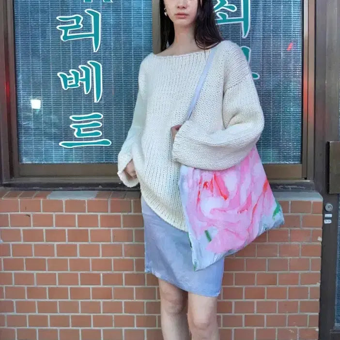 [BUNJANG] NUANU Rose Tote Bag Pink / 누아누 Rose tote bag 핑크 1회 착용