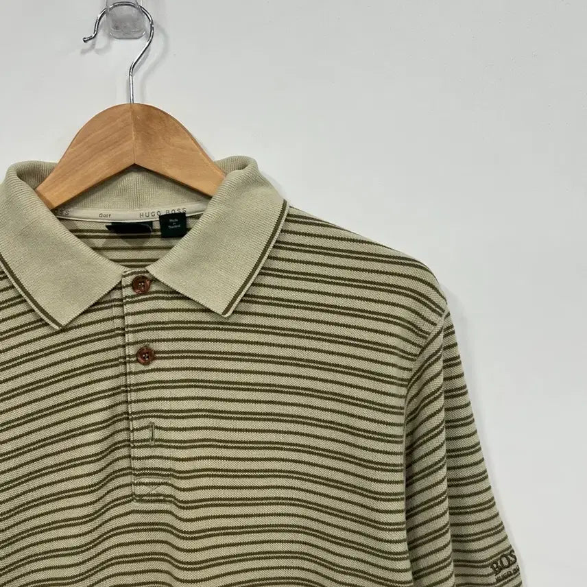 [BUNJANG] Hugo Boss Striped Collar Short Sleeve T-Shirt / [95] 휴고 보스 골프웨어 스트라이프 카라 반팔 티셔츠