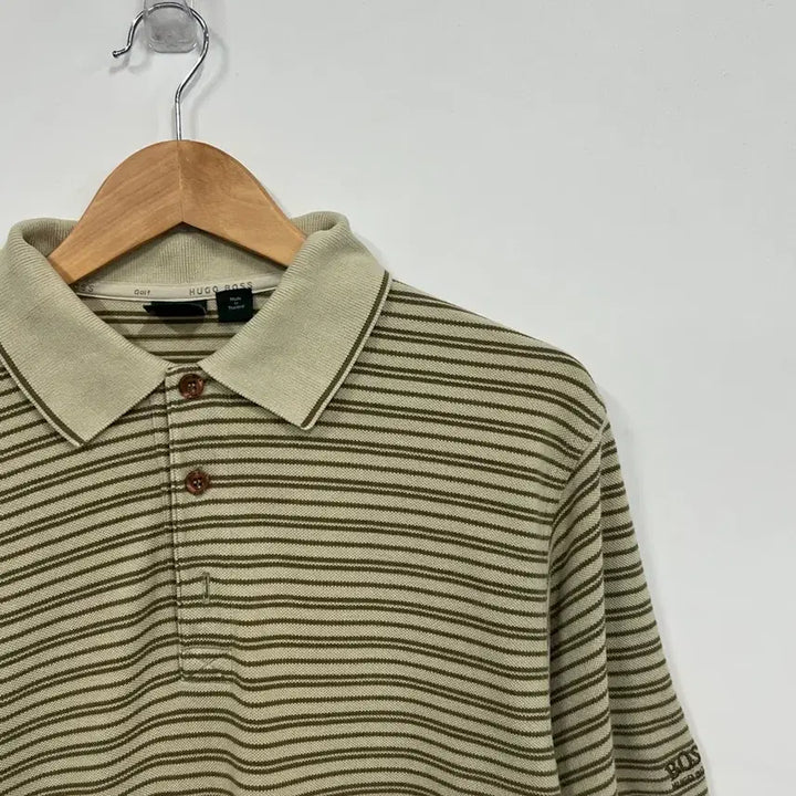 [BUNJANG] Hugo Boss Striped Collar Short Sleeve T-Shirt / [95] 휴고 보스 골프웨어 스트라이프 카라 반팔 티셔츠