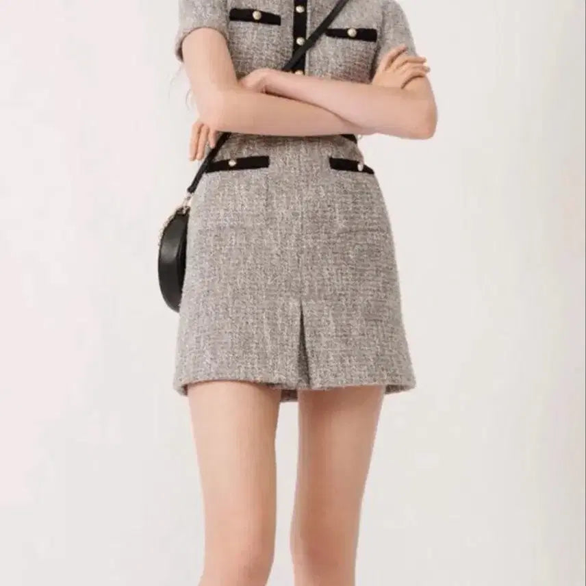 [BUNJANG] Maje Tweed Short-Sleeve Silver Dress Size 38 / 마쥬 트위드 실버 원피스 38
