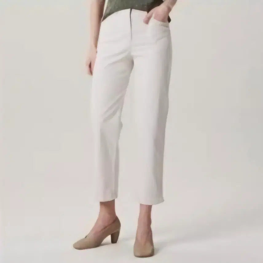 [BUNJANG] TIME (Hansem) Seam Detail Denim Pants (Oatmeal, Size 64-94) / 한섬(타임)봉제라인 데님팬츠(1회착용)