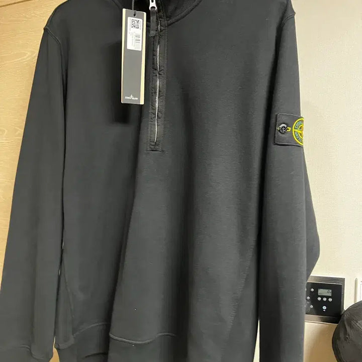 [BUNJANG] Stone Island Brushed Organic Cotton Half-Zip Sweatshirt XL Black / 스톤아일랜드 브러쉬드 오가닉 코튼 하프집업 맨투맨 XL 블랙