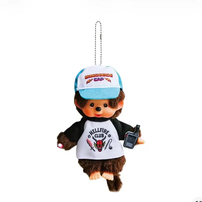 [BUNJANG] Monchhichi x Stranger Things Hellfire Club Keychain / 몬치치 x 기묘한 이야기 키 체인 헬파이어 클럽