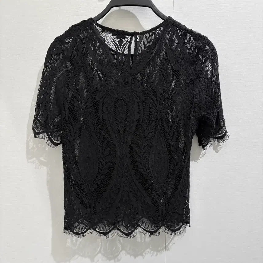 [BUNJANG] Zara Black Lace See-Through Blouse with Inner Camisole Set / 자라 블랙 레이스 시스루 블라우스 / 슬립나시 세트 / 하객룩 추천