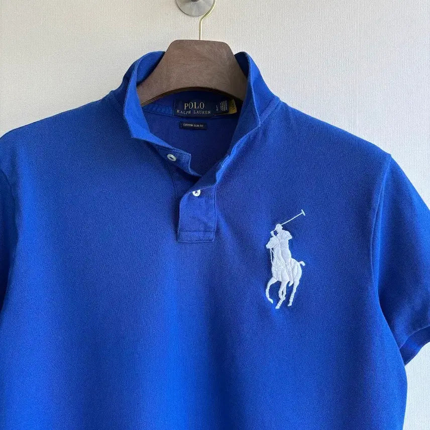 [BUNJANG] Polo Ralph Lauren Big Pony Blue Collar T-Shirt / 폴로 빅포니 블루 카라 반팔티