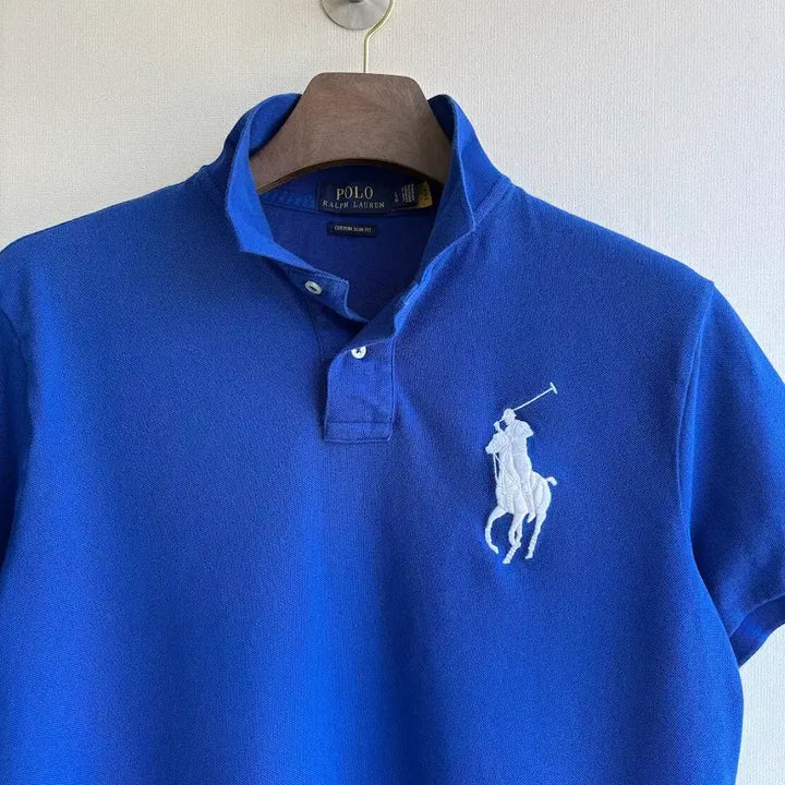 [BUNJANG] Polo Ralph Lauren Big Pony Blue Collar T-Shirt / 폴로 빅포니 블루 카라 반팔티