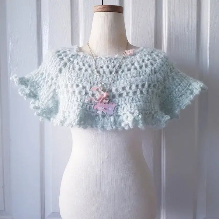 [BUNJANG] Lavender Crochet Cape Collar / 라벤더 크로셰 케이프 카라  (뜨개,코바늘)