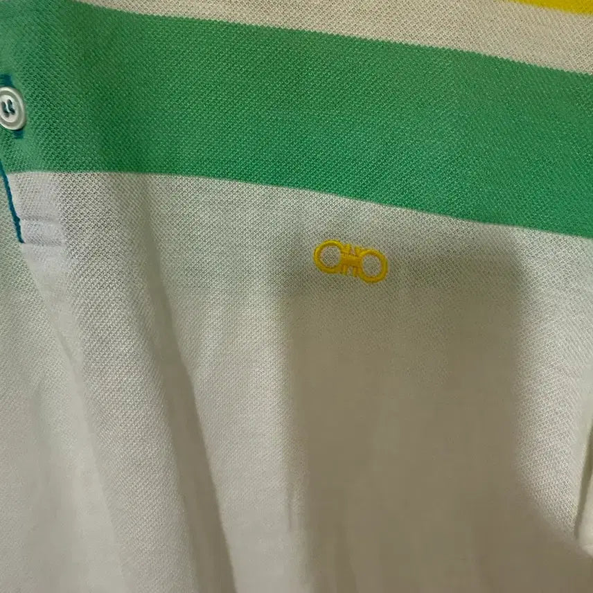 [BUNJANG] Salvatore Ferragamo Striped Short Sleeve Polo Shirt / 페라가모 스트라이프 반팔 카라티