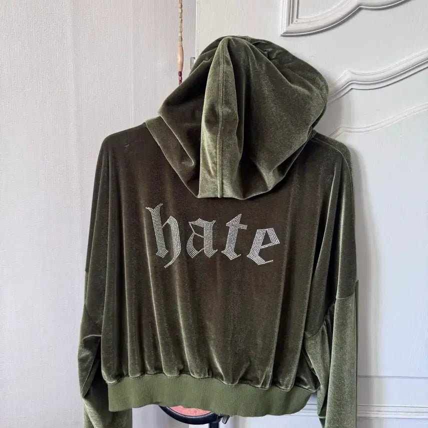 [BUNJANG] Clut Studio Velvet Hooded Zip-Up Green / Clut Studio 벨벳 후드 집업 그린