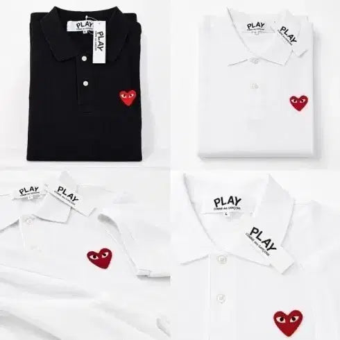 [BUNJANG] Comme des Garçons Red Emblem Polo T-Shirt / 정품/무료배송) 꼼데가르송 카라 반팔티셔츠 , 블랙 화이트