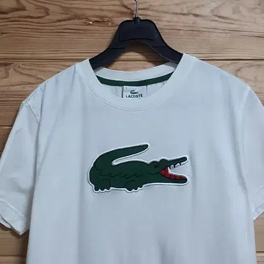 [BUNJANG] Lacoste White Croc Logo Short Sleeve T-Shirt / 라코스테 화이트 크록 로고 반팔티