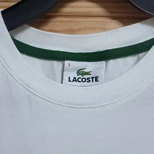 [BUNJANG] Lacoste White Croc Logo Short Sleeve T-Shirt / 라코스테 화이트 크록 로고 반팔티