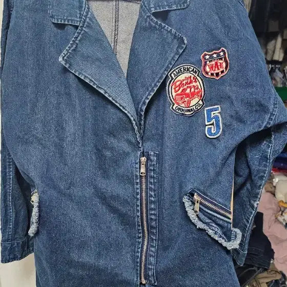 [BUNJANG] Patch Detail Denim Long Jacket / 패치 데님 롱 자켓 점퍼