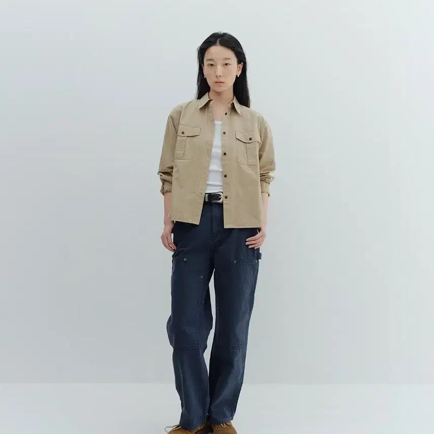 [BUNJANG] ISHII Bio Washed Work Shirt (Beige) / ISHII Bio Washed Work Shirts (Beige)