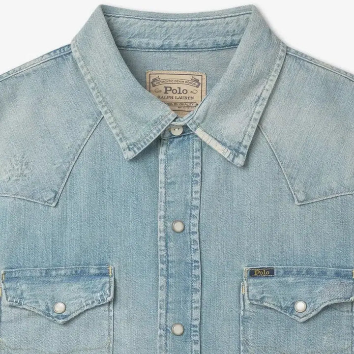 [BUNJANG] Polo Ralph Lauren Distressed Denim Western Shirt L / 폴로 디스트레스트 데님 웨스턴 셔츠 L 새상품