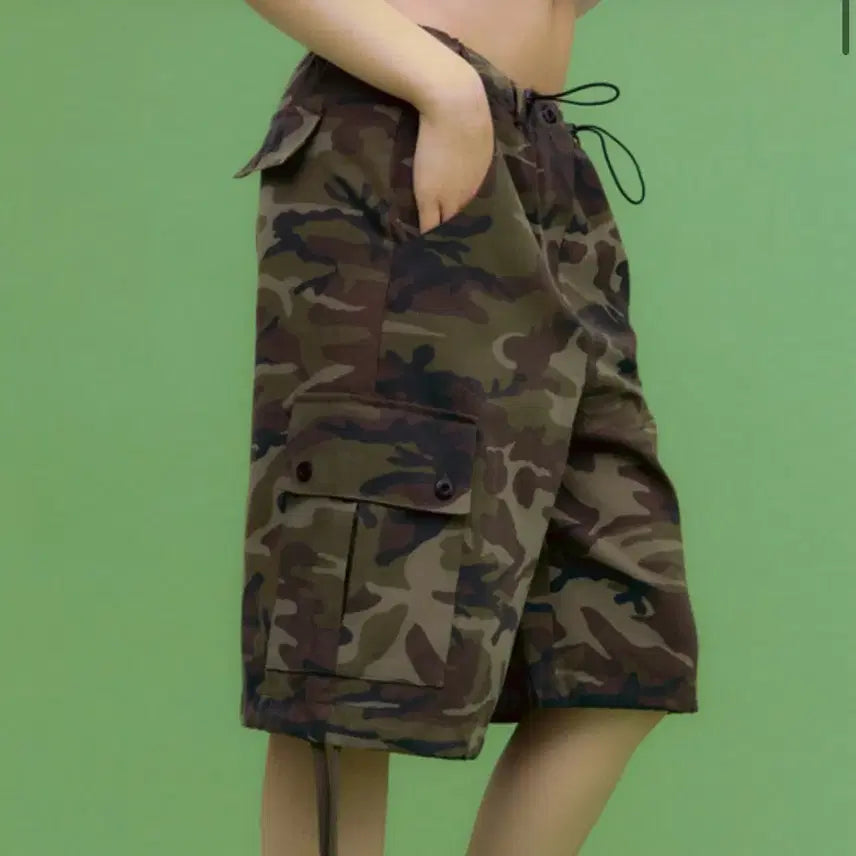 [BUNJANG] Ronron Cargo Half Pants Camo / 론론 카고 하프 팬츠 카모