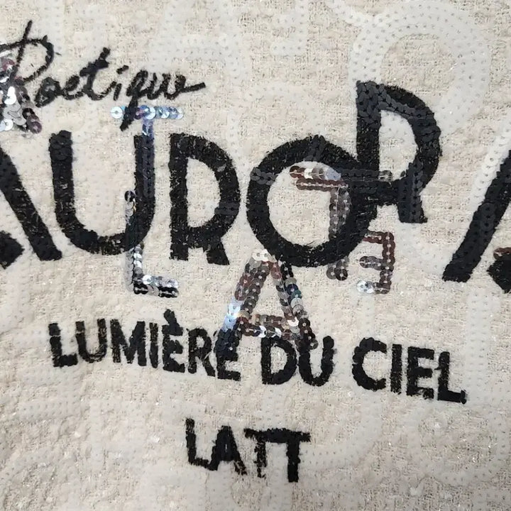 [BUNJANG] Rat by T Ivory Sequin Lettering Knit Sweater / 래트바이티 아이보리 스팽글 포인트 니트 가슴둘레 82