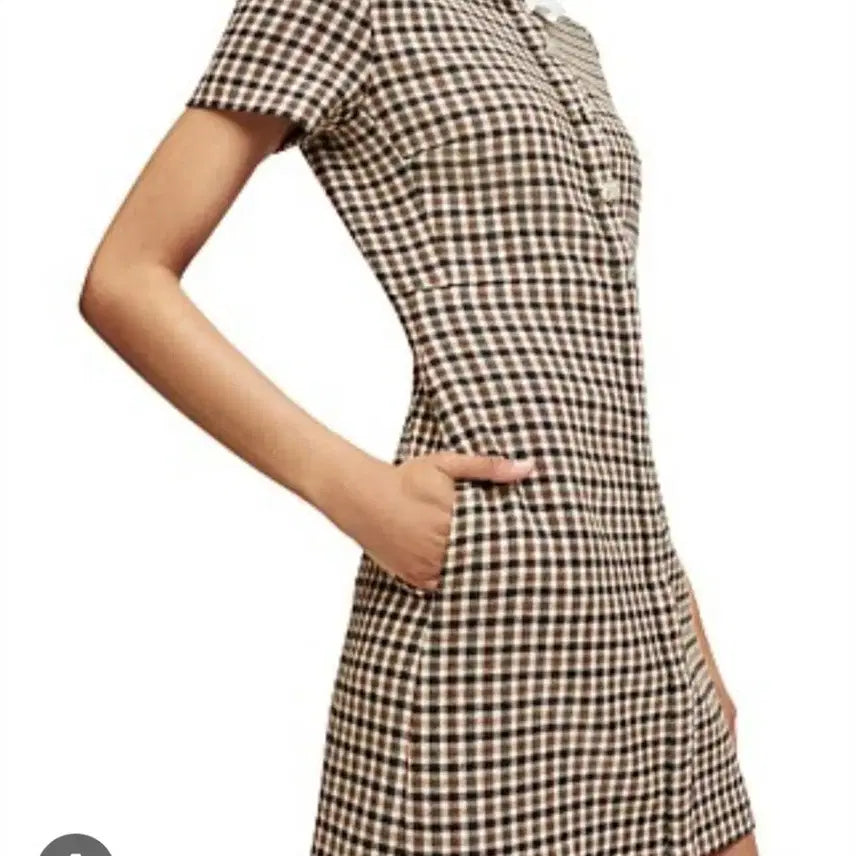 [BUNJANG] Maje RITAE Detachable Collar Jewel Button Plaid Mini Dress / maje 마쥬 탈부착카라 쥬얼버튼 체크 원피스 55