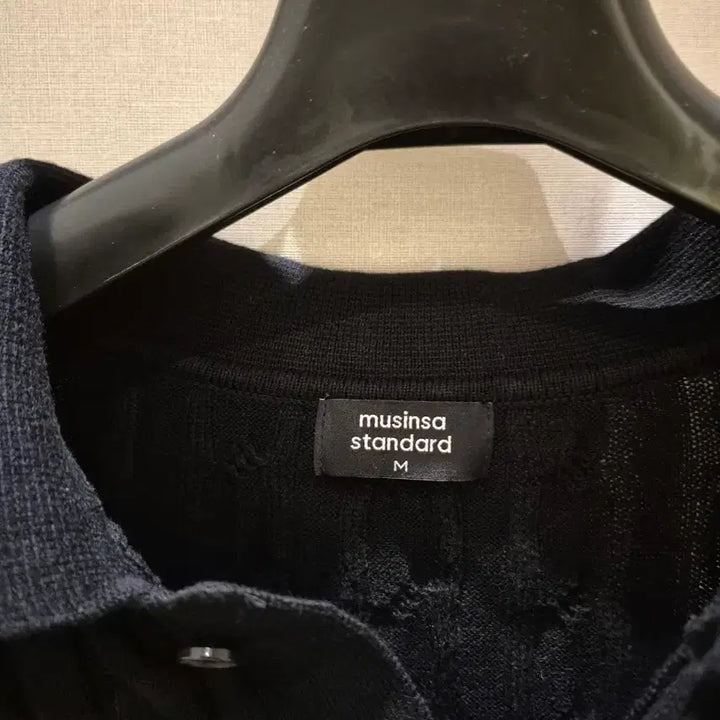 [BUNJANG] Musinsa Standard Cable Knit Polo T-Shirt Black M / 무신사 스탠다드 케이블 니트 폴로티 블랙 M